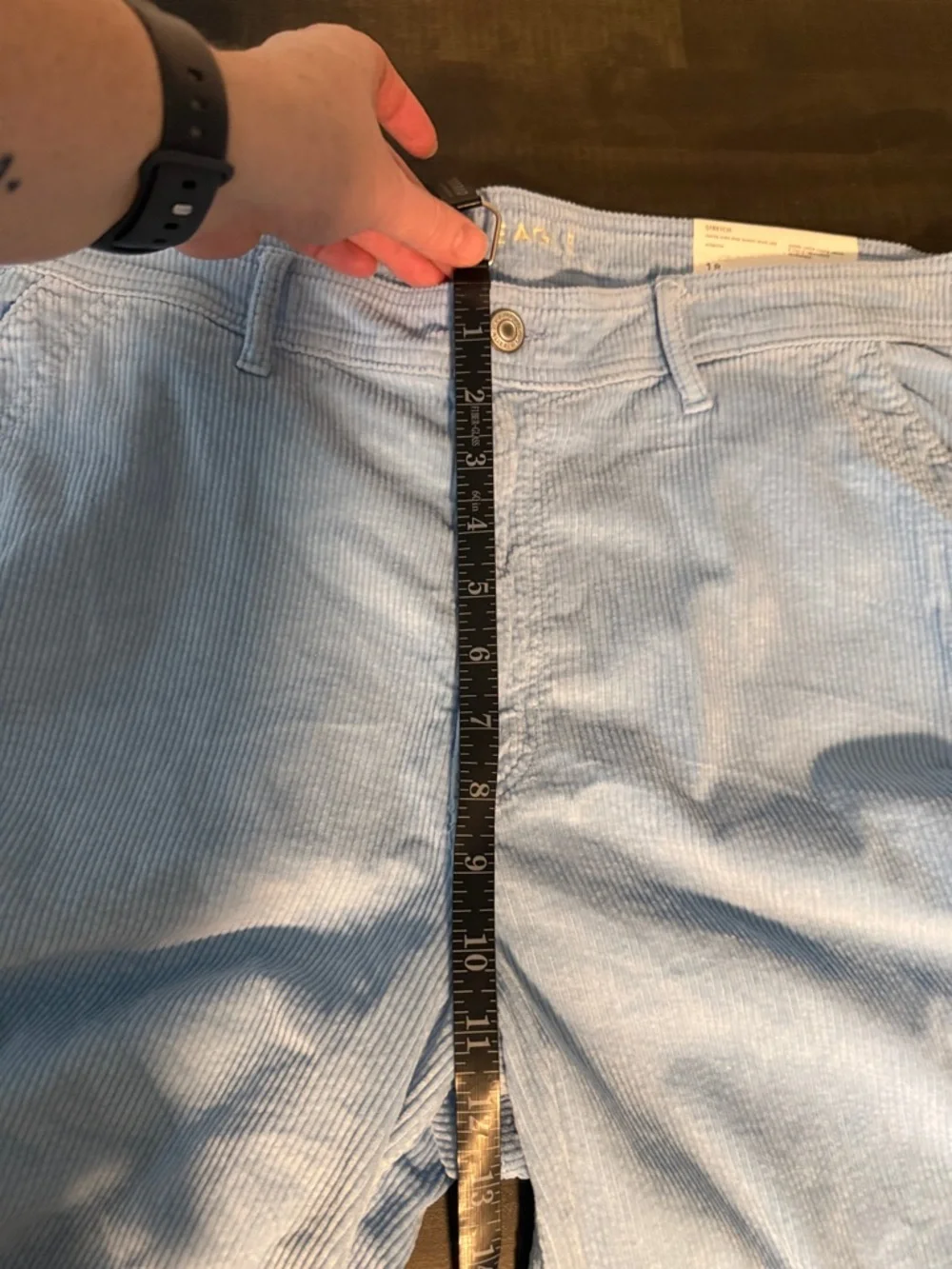 American Eagle Baby Blue Corduroy Wide Leg Cargo Pants Size 18 NWT - Picture 5 of 6